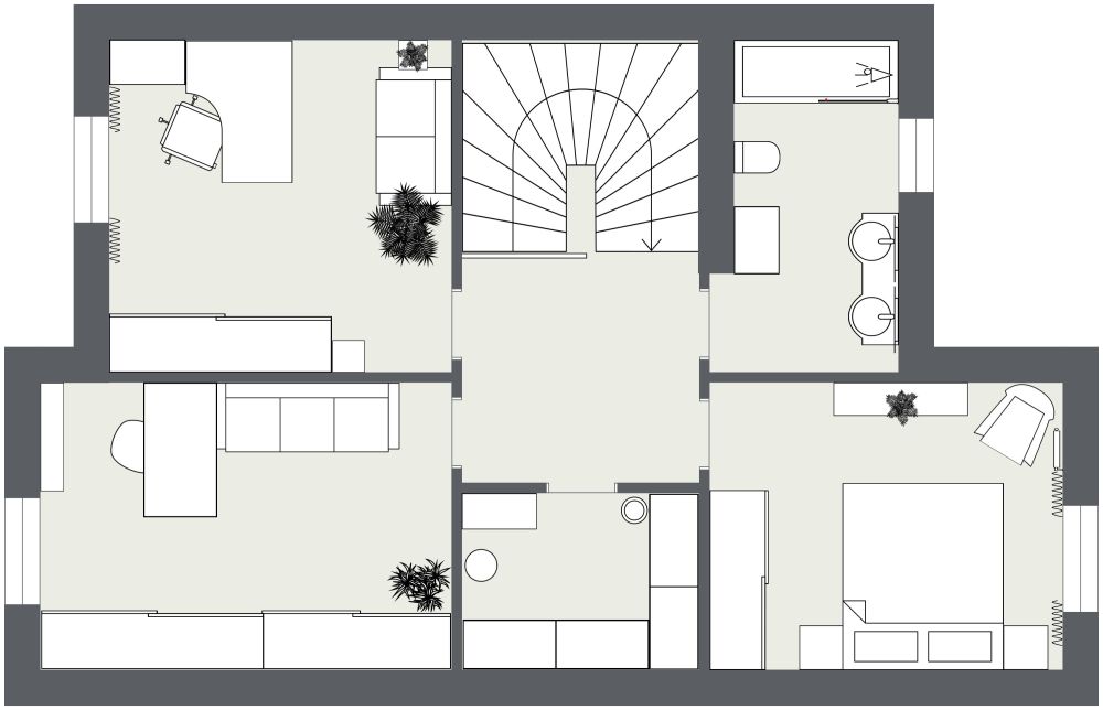 Three Bed Two Bath Floor Plan 2D Floor Plan