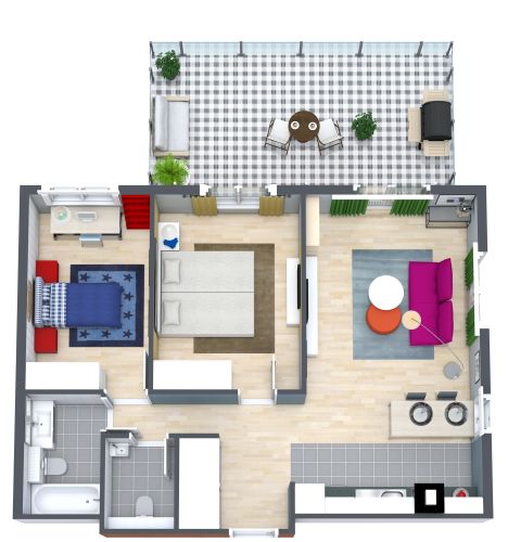 2-Bett-2-Bad-Wohnungsgrundriss