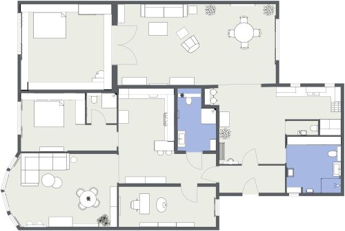 Ein-Schlafzimmer-Duplex-Grundriss