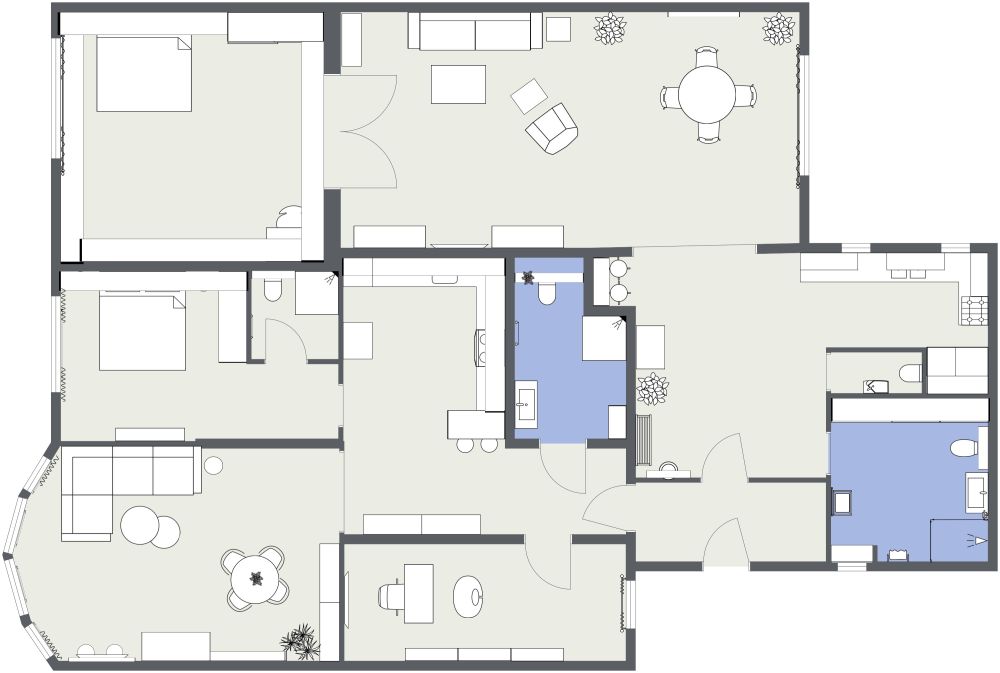 Ein-Schlafzimmer-Duplex-Grundriss 3D Grundrisse