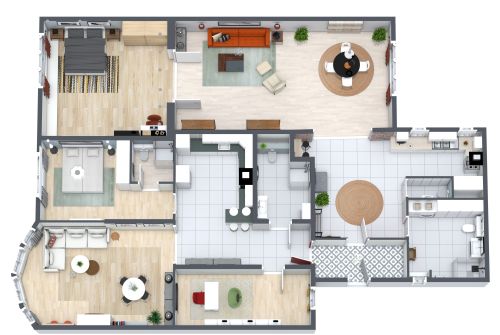 Ein-Schlafzimmer-Duplex-Grundriss