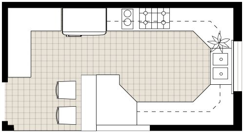 Landhausküche-Grundriss