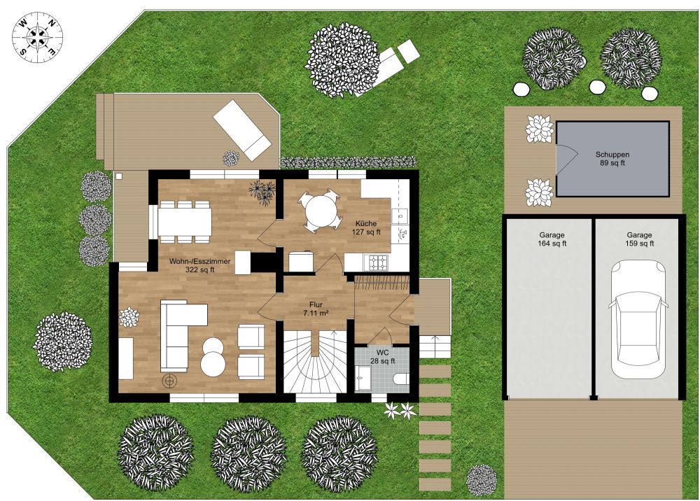 Landschaftsgestaltung für Ihr Zuhause 2D Grundrisse