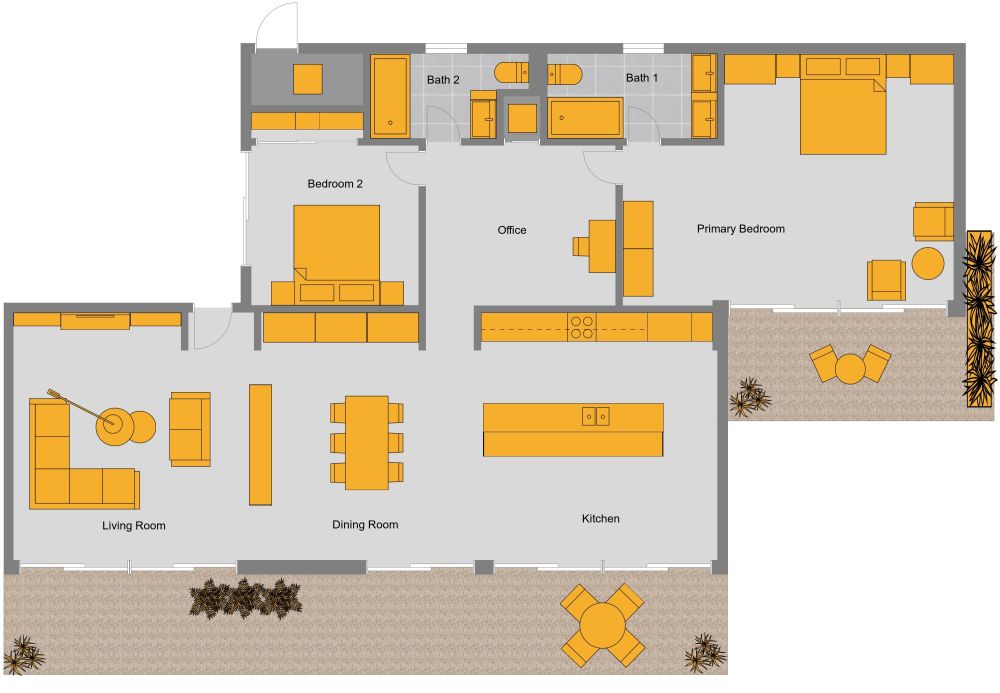 Cargo Container Home 2D Floor Plan