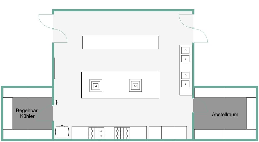 Grundriss einer Restaurantküche 2D Grundrisse