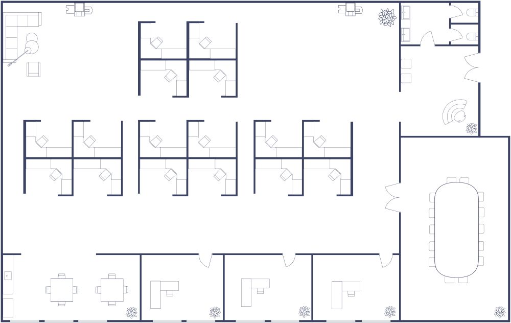Zellenbüro Layout 2D Grundrisse