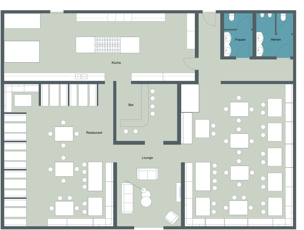Restaurant-Layout 2D Grundrisse