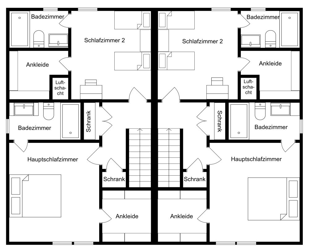 Duplex Plan 2D Grundrisse