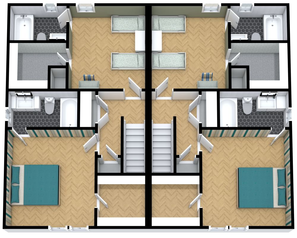 Duplex Plan 3D Grundrisse
