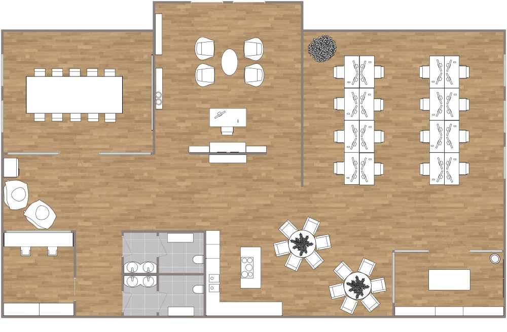 Bürogebäude Layout 2D Grundrisse