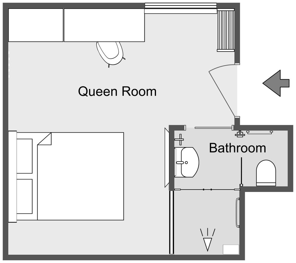 Grey and Red Hotel Room Design 2D Layout