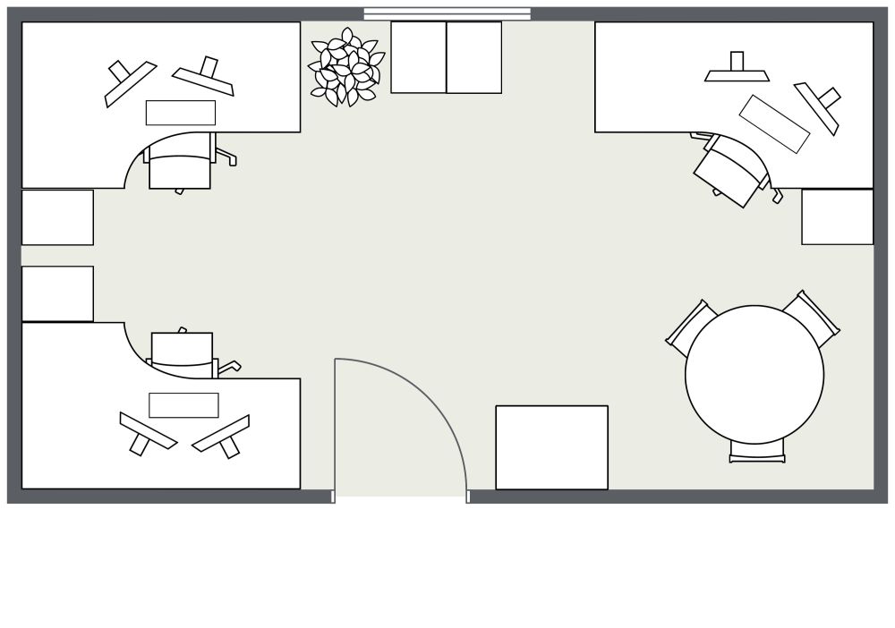 Kleines Büro für drei Personen 2D Grundrisse