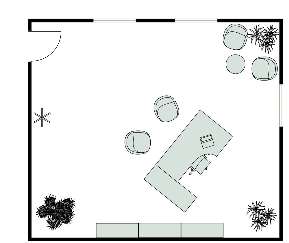 Büro mit Besucherstühle 2D Grundrisse
