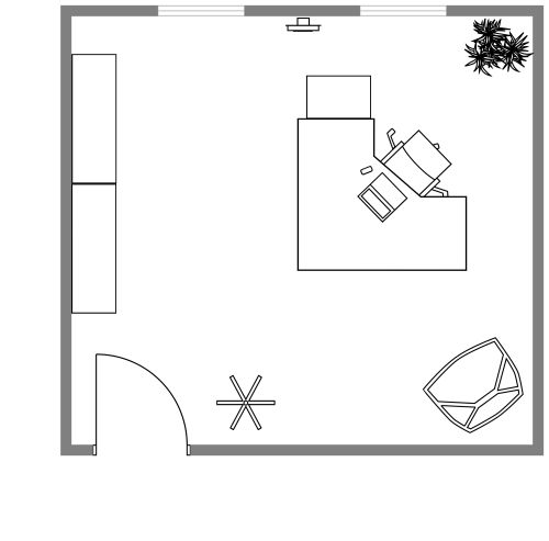 Grundriss für ein Einzelbüro
