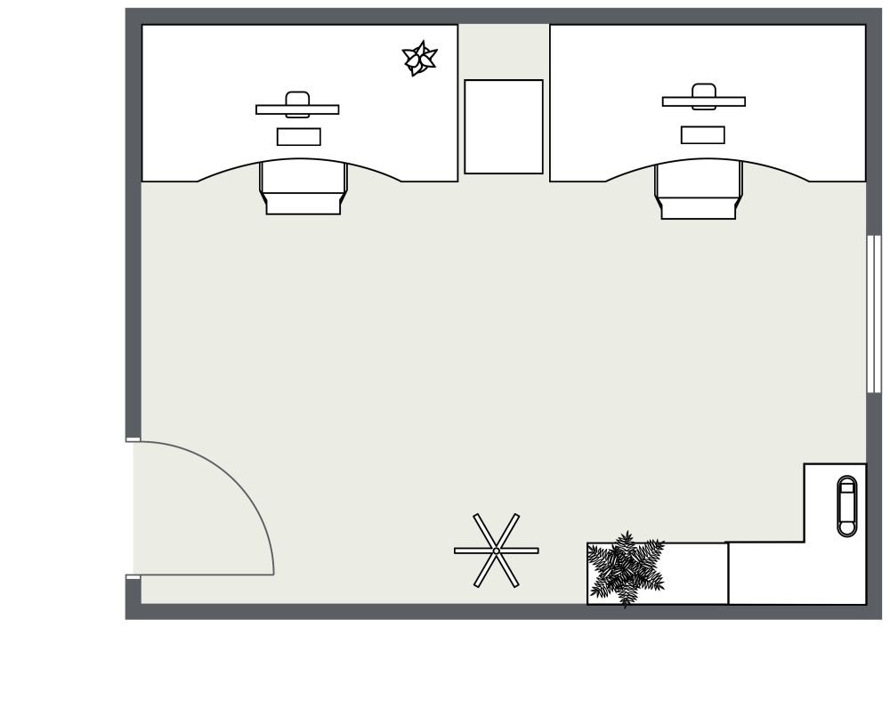 Helles Büro für zwei Personen 2D Grundrisse