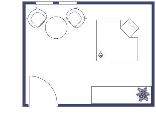 Kleines Büro in blauen Farben