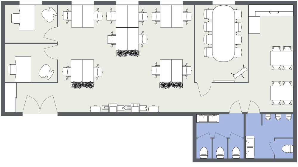 Büro-Layout für Kleinunternehmen 2D Grundrisse