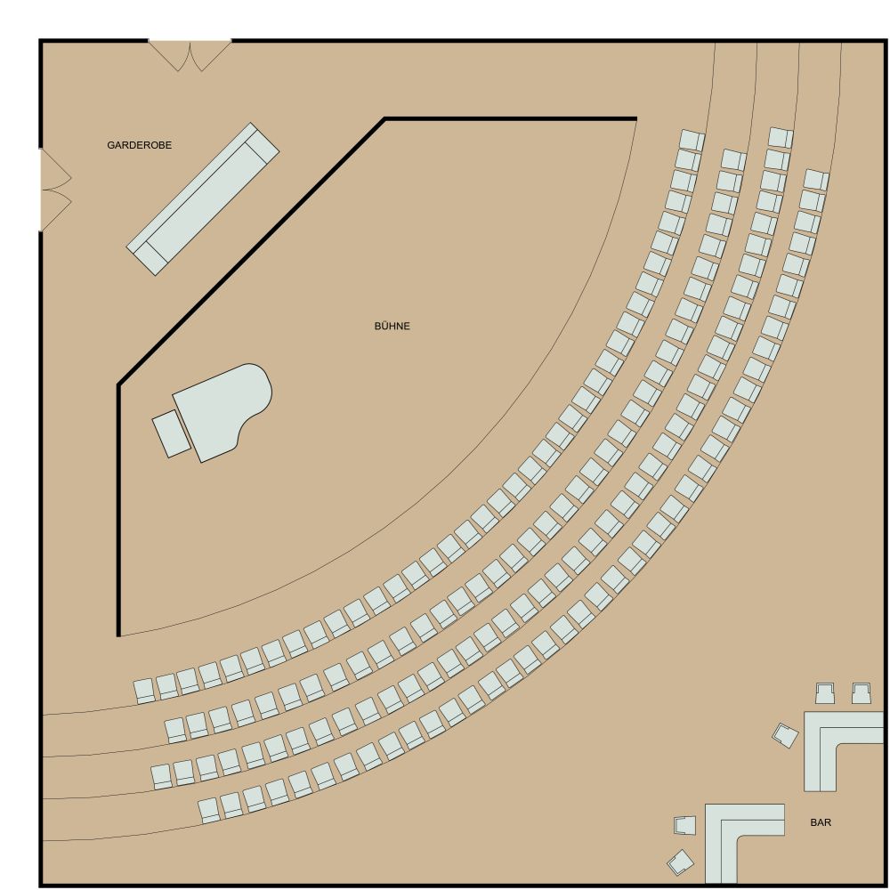 Sitzplan für einen Konzertsaal 2D Grundrisse