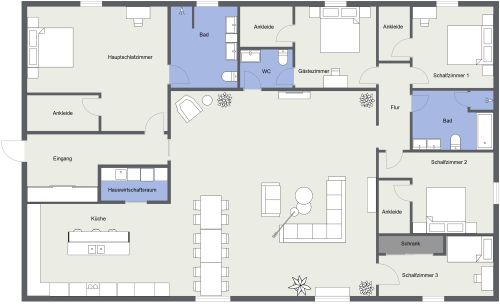 Wohnungsplan mit 5 Schlafzimmern