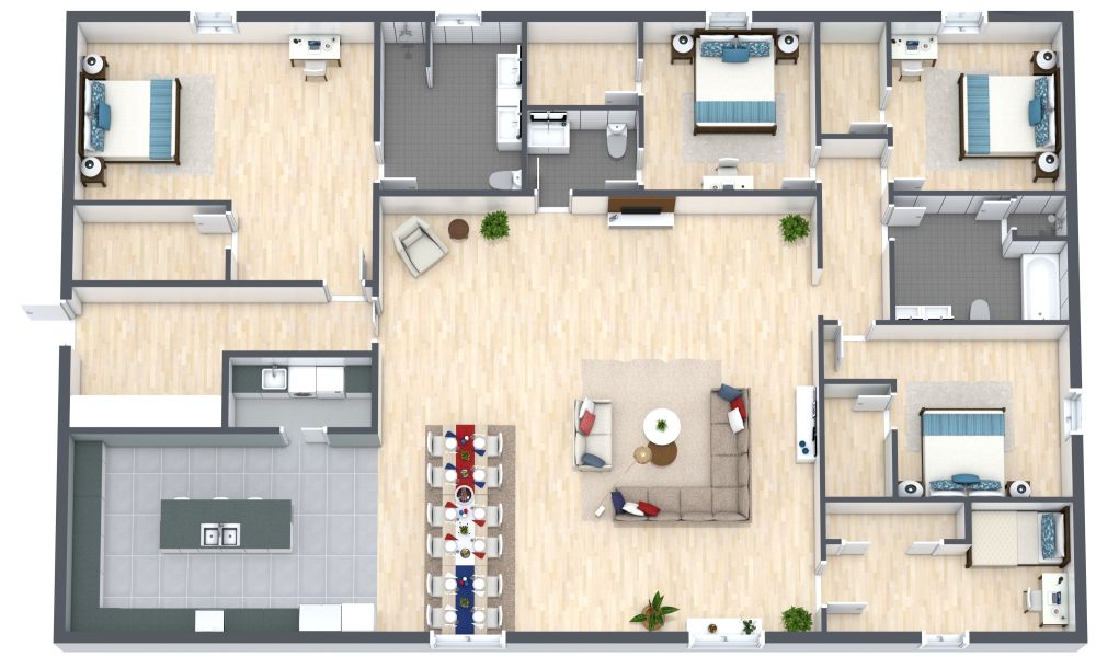 Wohnungsplan mit 5 Schlafzimmern