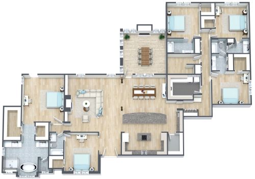 Hausgrundriss mit 5 Schlafzimmern