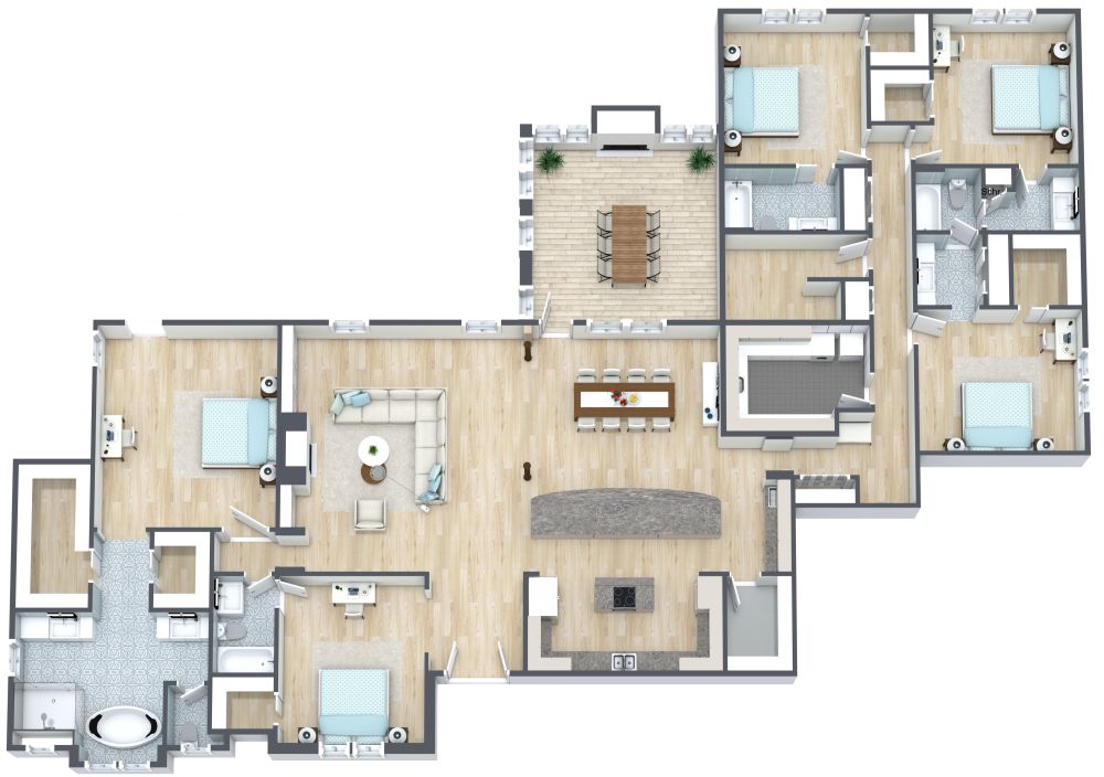 Hausgrundriss mit 5 Schlafzimmern