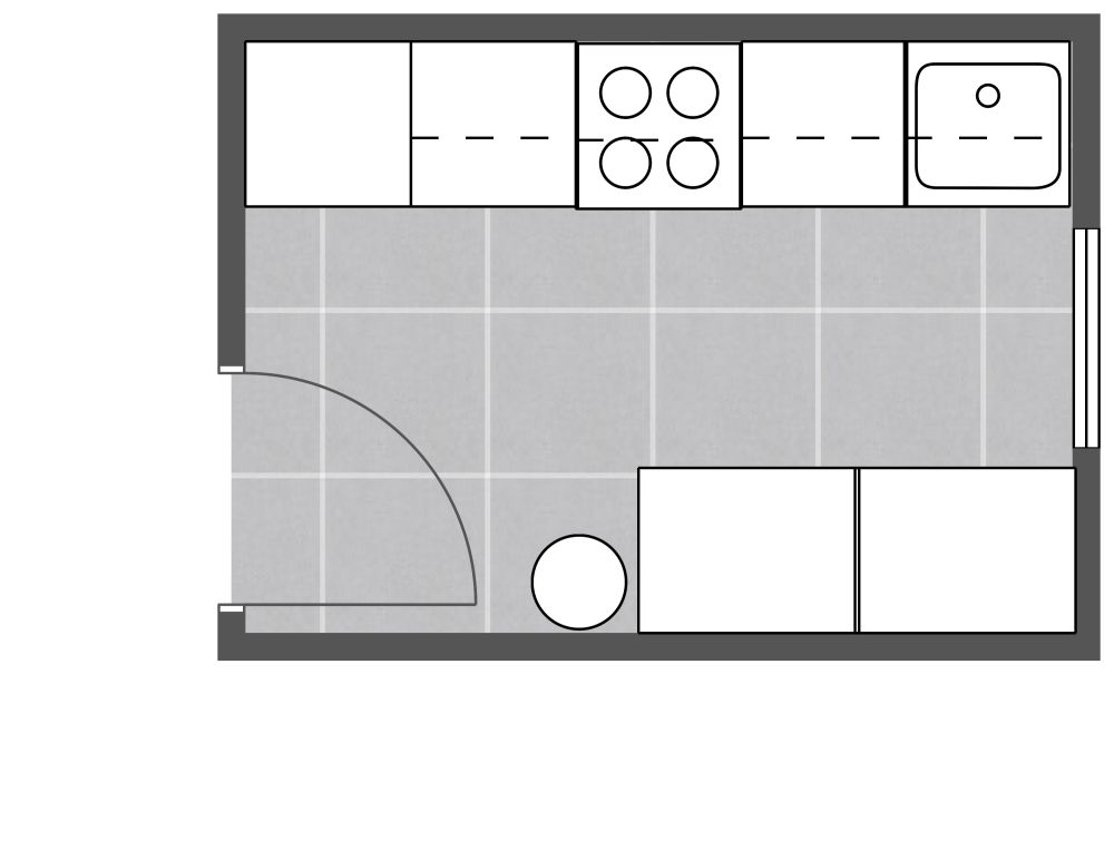 Layout für eine kleine Küche 2D Grundrisse