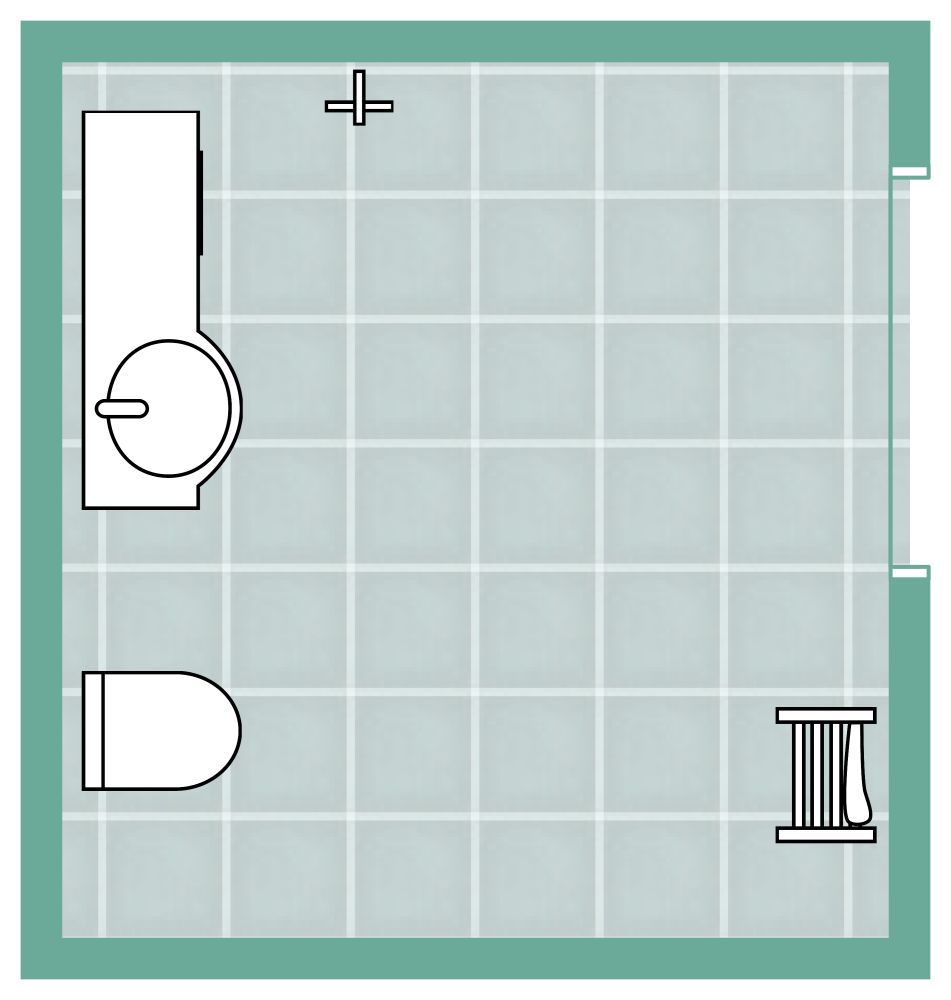 Quadratische Gästetoilette 2D Grundrisse