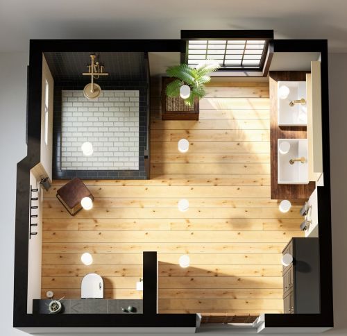 Large Industrial Style Bathroom