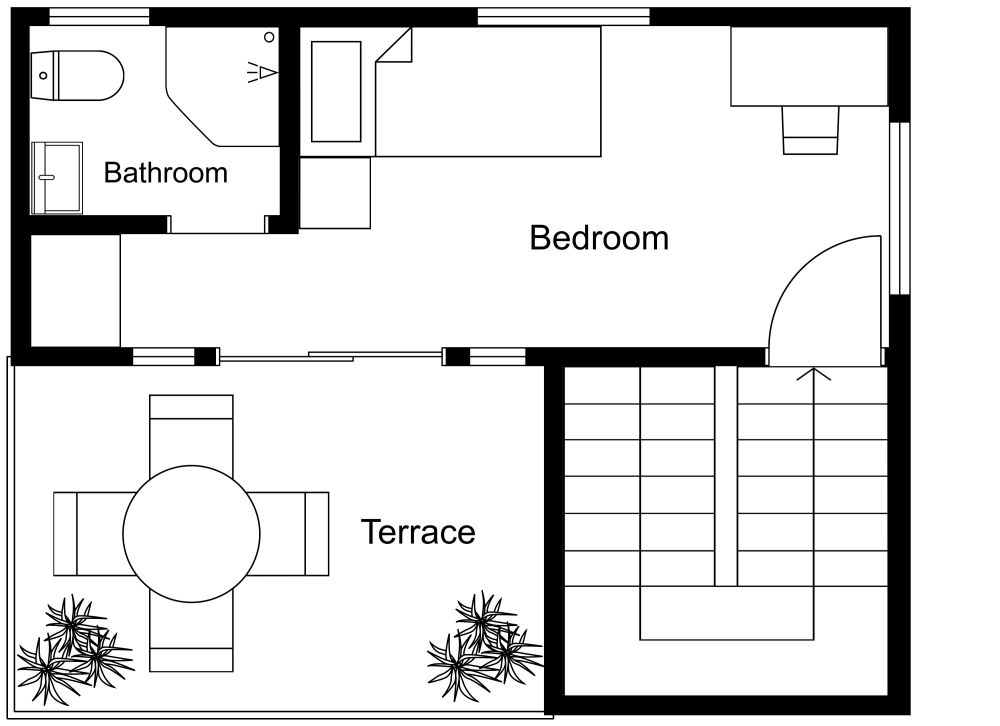 2 Story Container Home for Students 2D Floor Plan