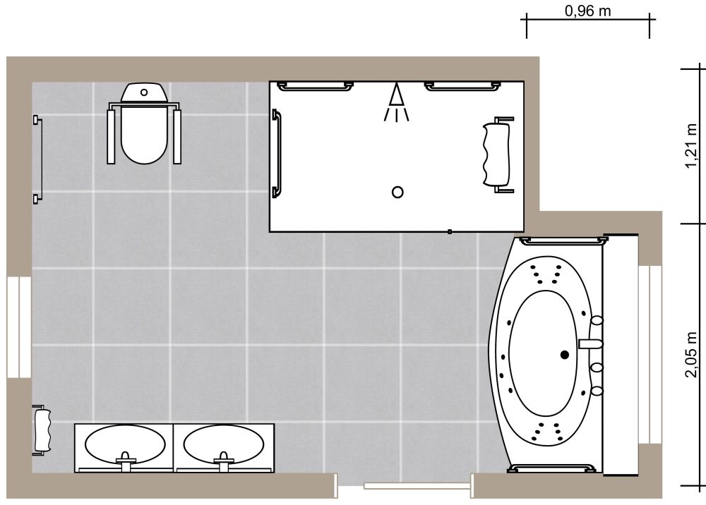 Senioren-Badezimmer 2D Grundrisse