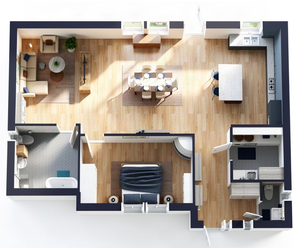 1200 sq ft House Open Floor Plan - AI Render