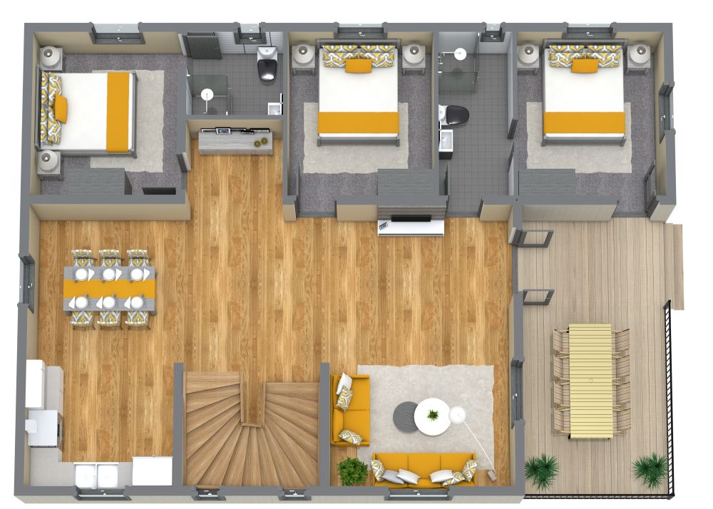 2400 sq ft 3D House Plan