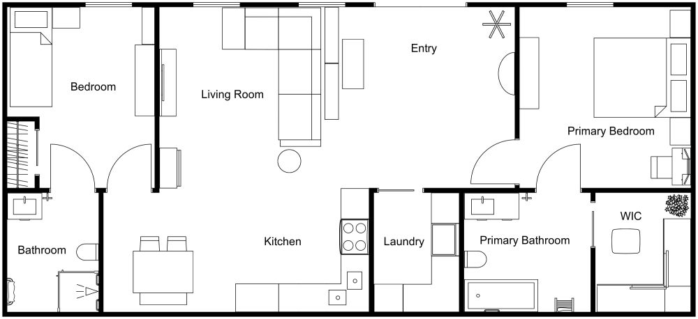 Floor Plan for a Retirement Couple 2D Floor Plan