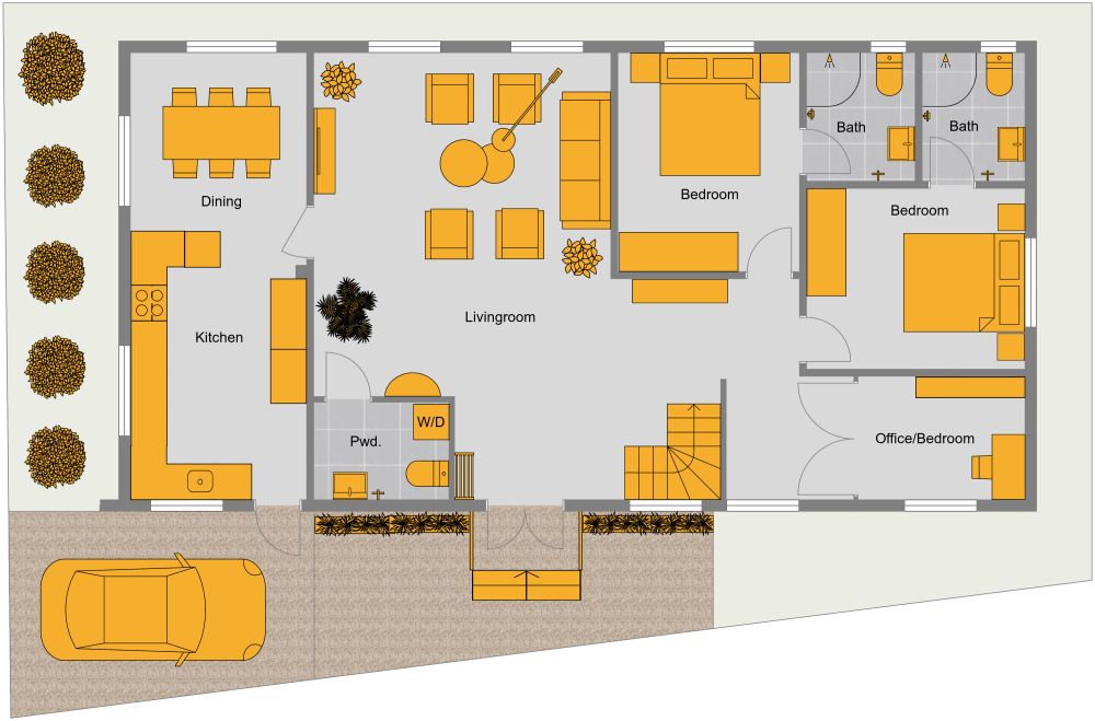 2200 sq ft 2D House Plan