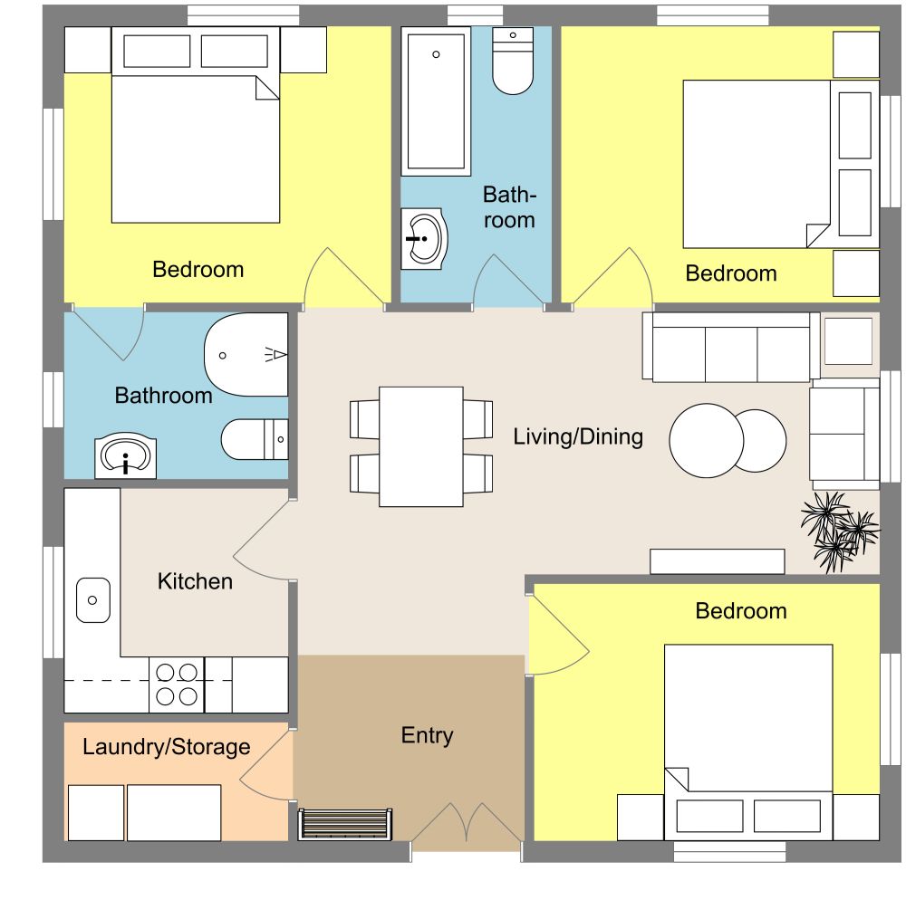 30x30 2D House Plan