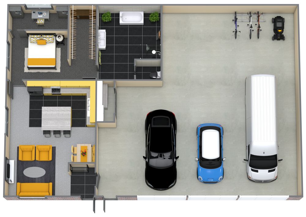 40x60 Garage Plan with Living Quarters