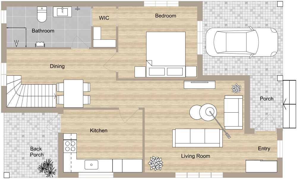 1700 sq ft 2D House Plan