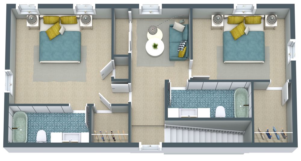 30x40 3D House Plan with Loft
