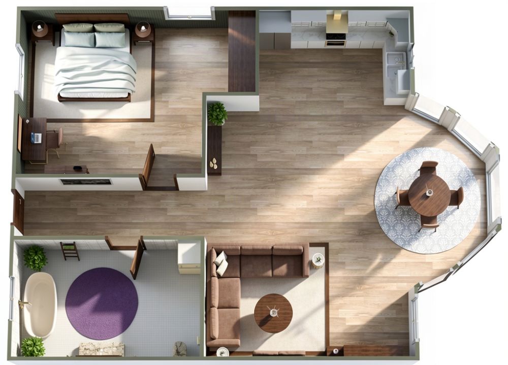 1200 sq ft House Plan - AI Render