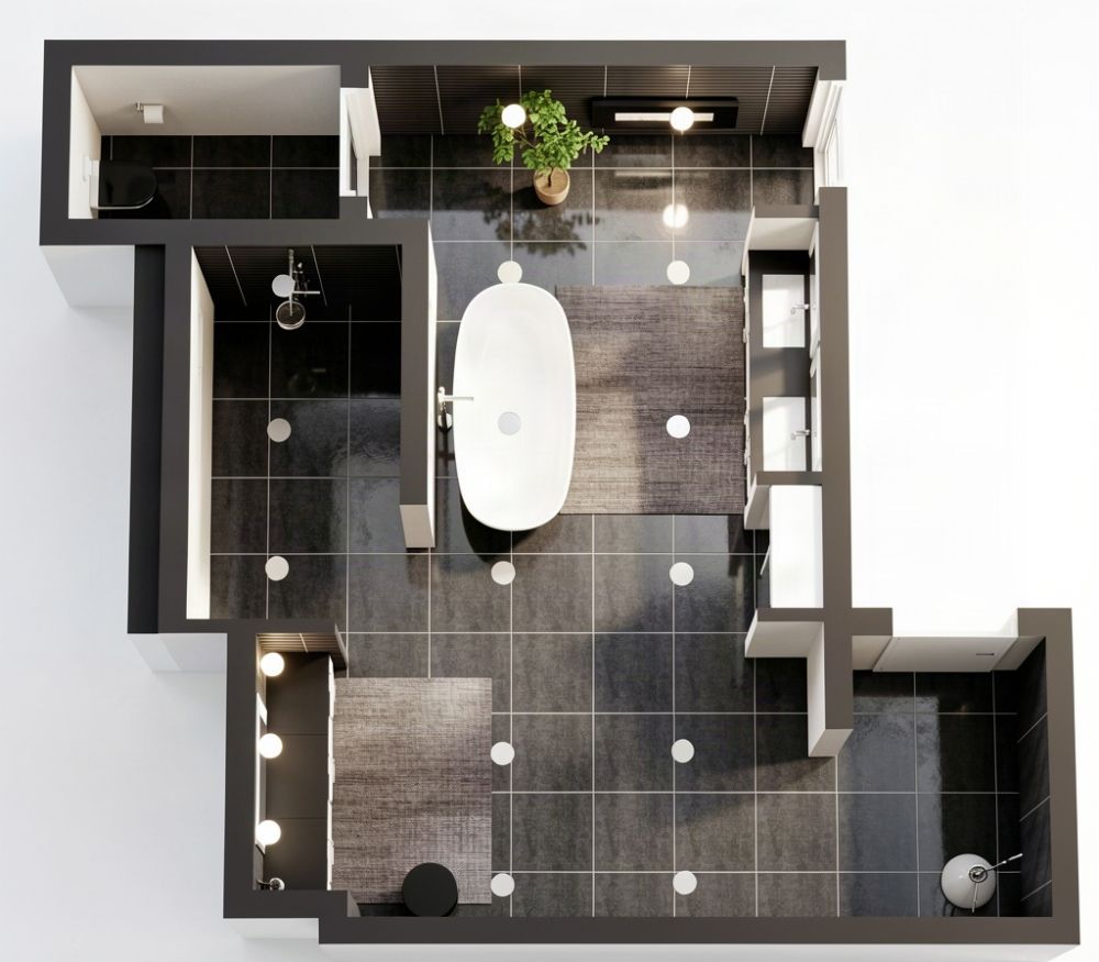 Luxury Bathroom Floor Plan - AI Render