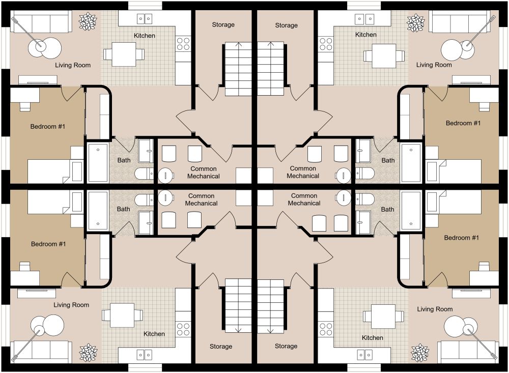 Multi-Family Home 2D Floor Plan, Basement