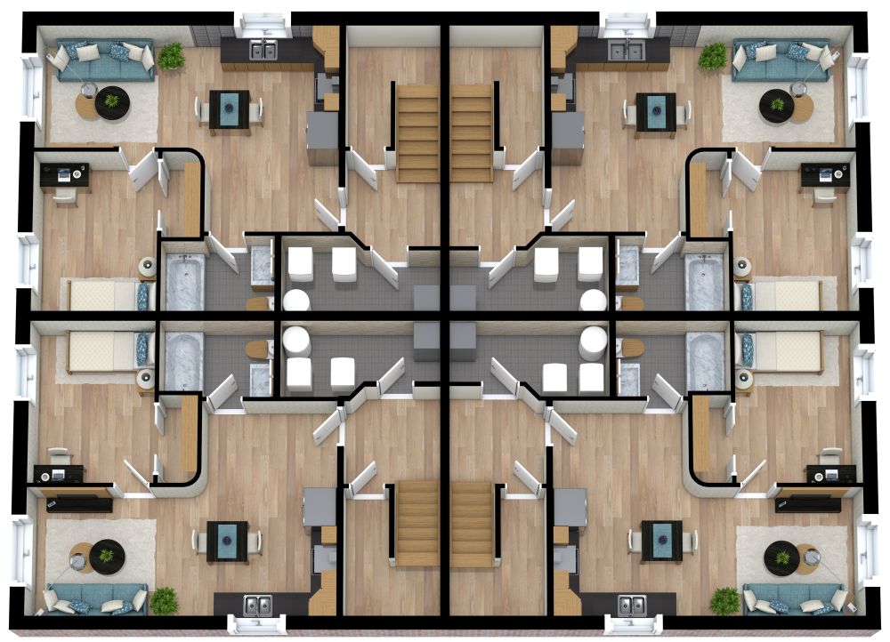 Multi-Family Home 3D Floor Plan, Basement