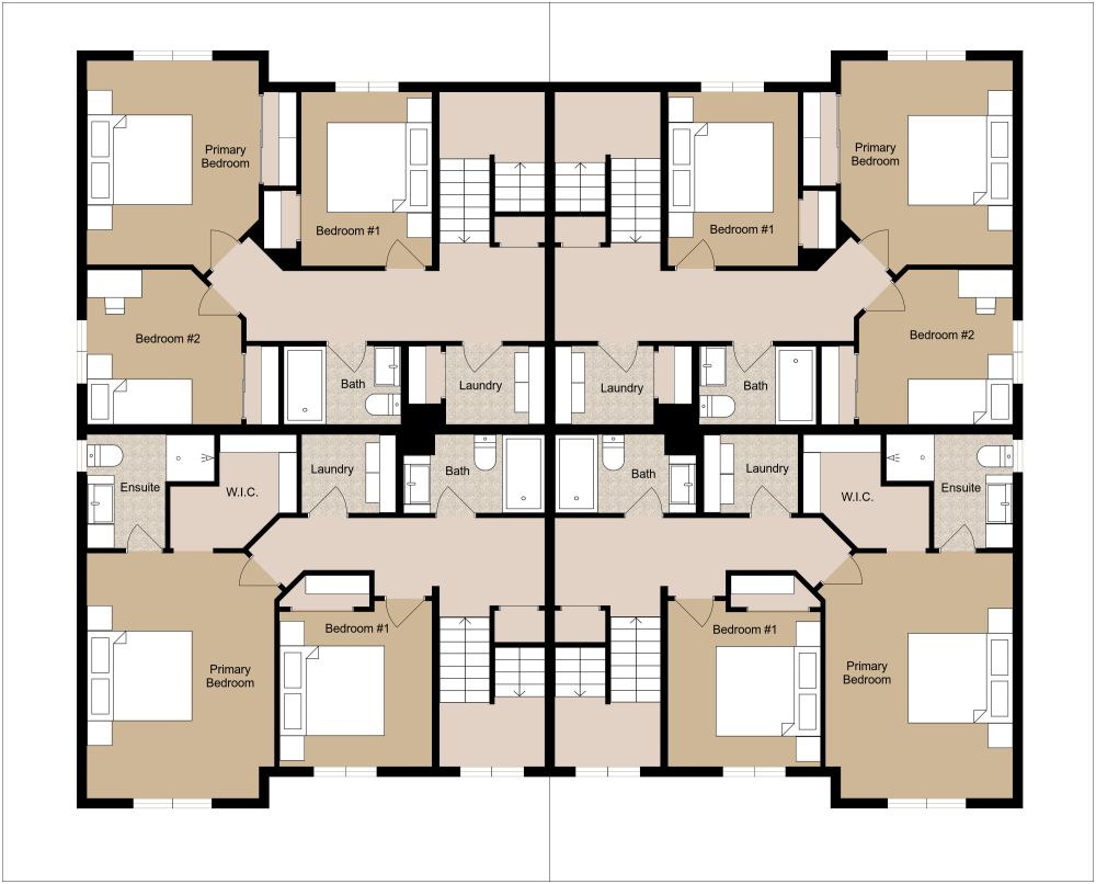 Multi-Family Home 2D Floor Plan, First Floor