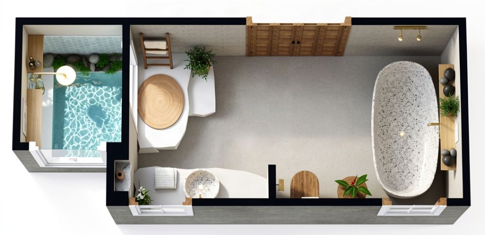 Mediterranean Bathroom Layout - AI Render