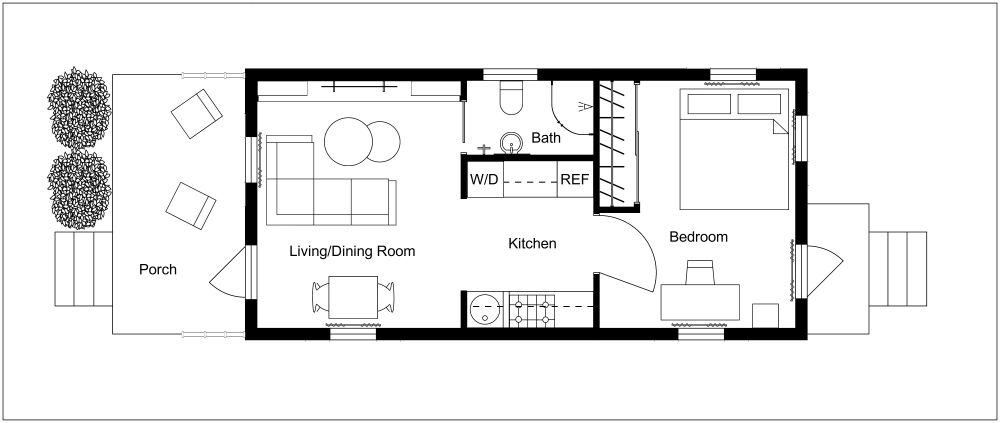 Classic Shotgun House 2D Floor Plan