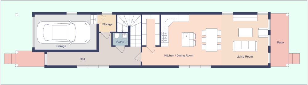 Camelback Shotgun 2D House Plan