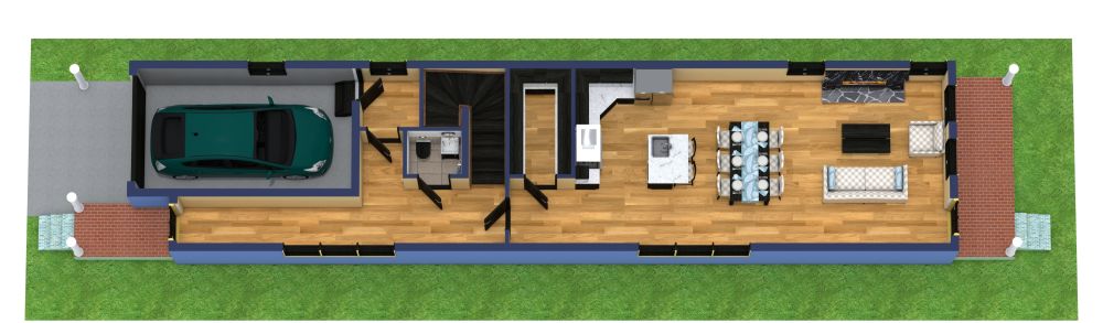 Camelback Shotgun 3D House Plan