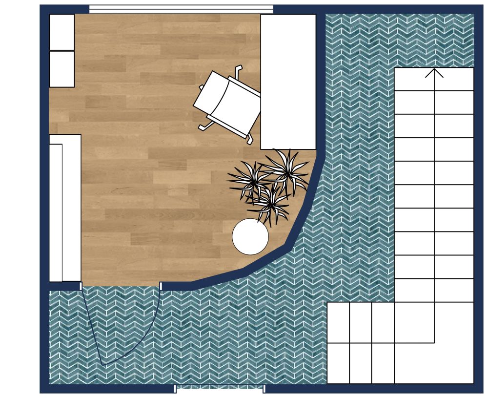 Space Efficient Home Office with Lots of Light in 2D