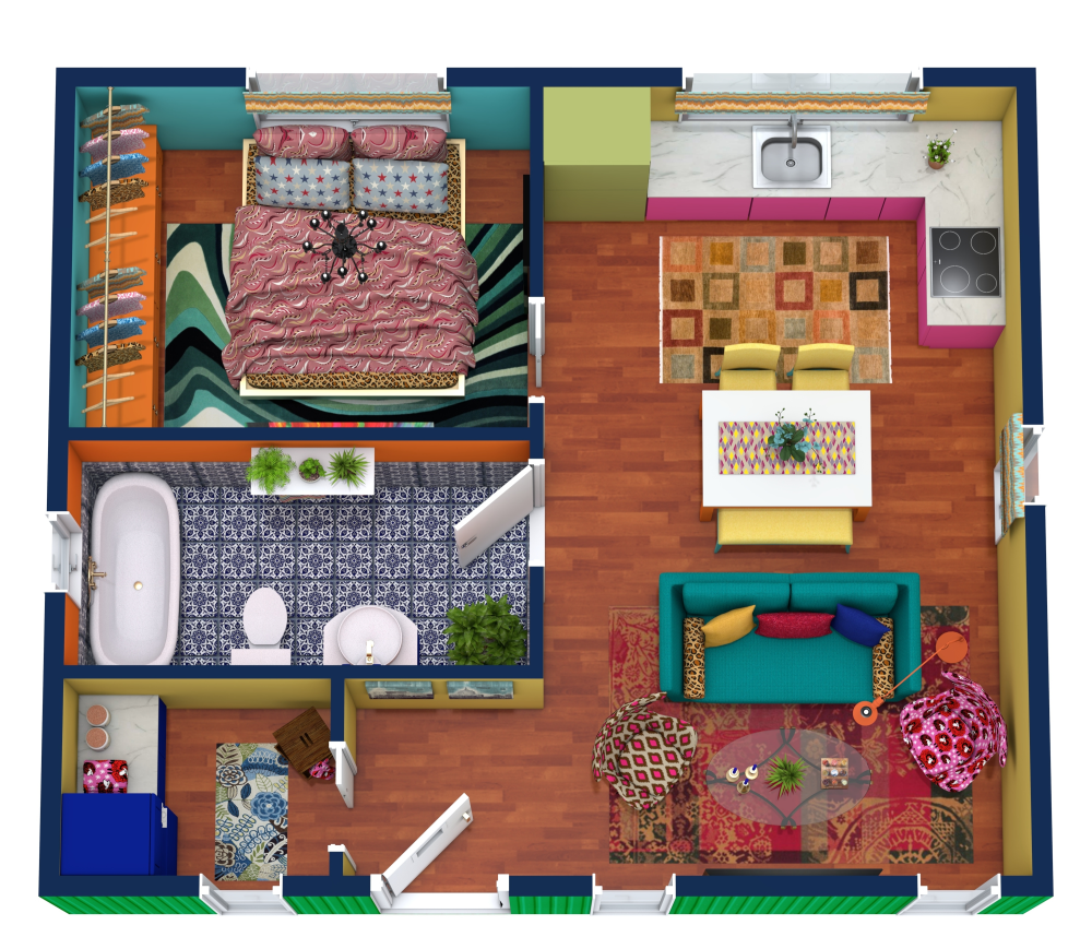 Eclectic Apartment 3D Floor Plan